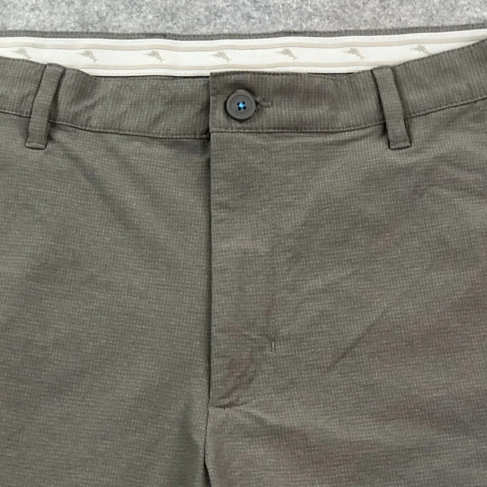 Tommy Bahama Mens Shorts 38 Brown Textured Grid Performance Stretch Casual